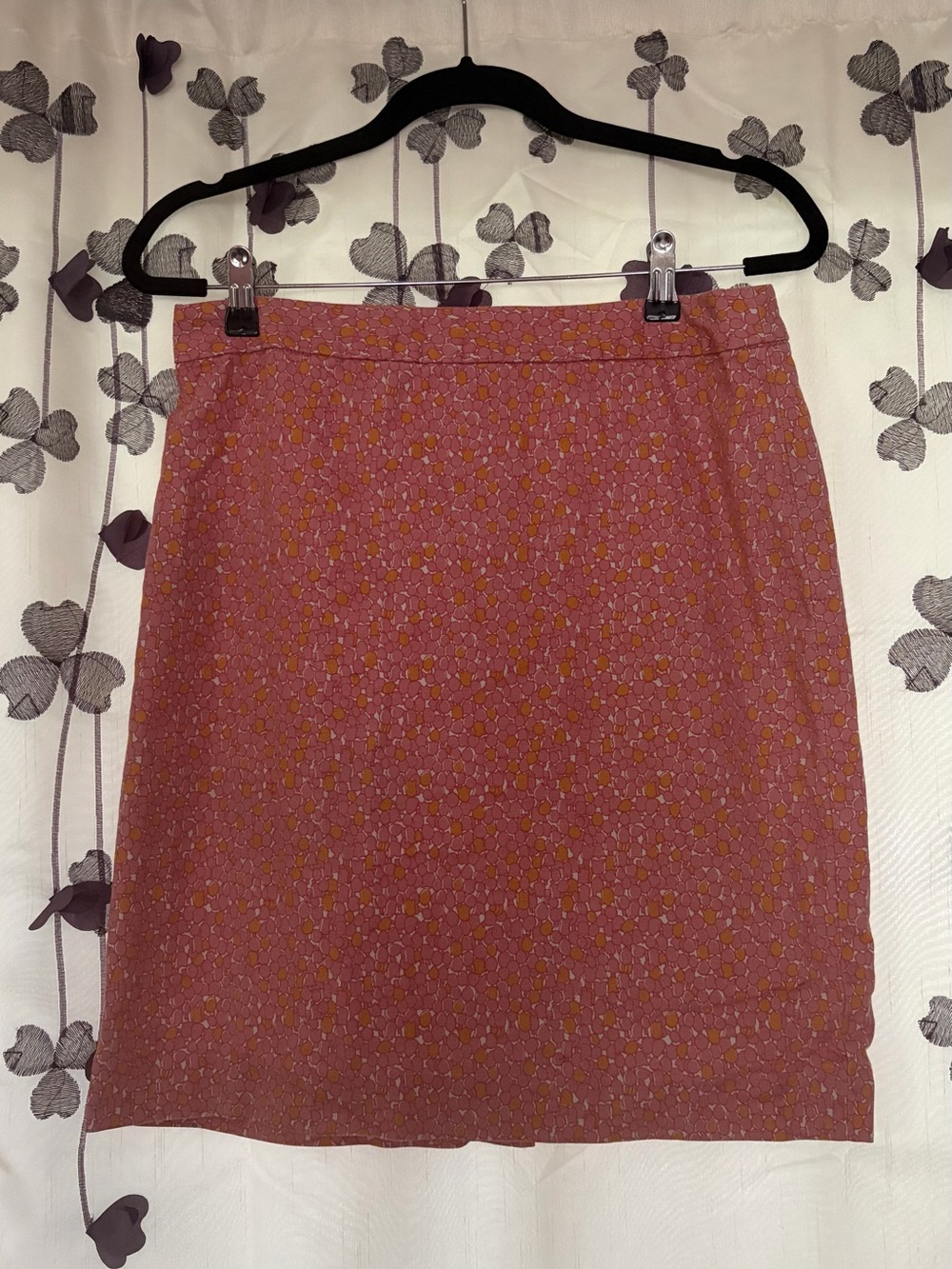 Talbots Pink Floral Pencil Skirt with Orange Accents